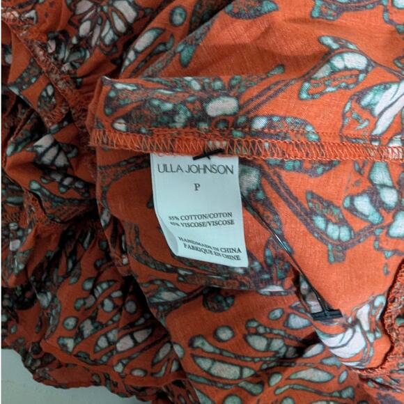 Ulla Johnson Trula Tiered Voile Mini Dress Clementine Flowy Trapeze XS Preowned - Picture 8 of 9